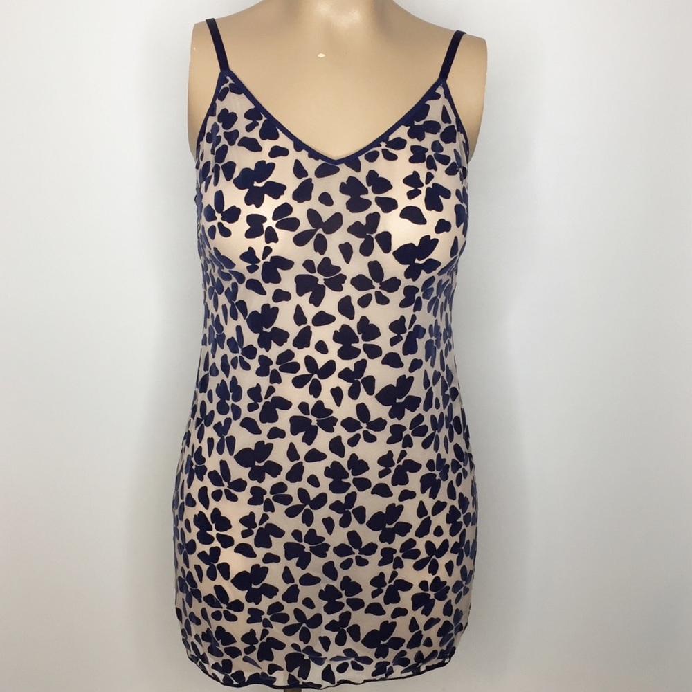 VICTORIA’S SECRET Nude Sheer Blue Velvet Slip L